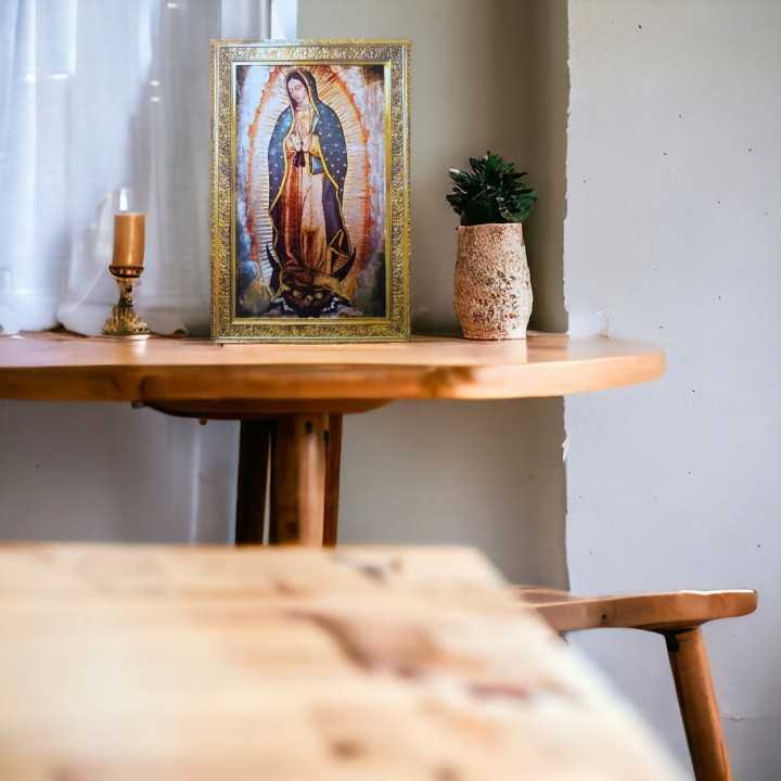 Virgen de Guadalupe Marco Dorado Imagen en Azulejo