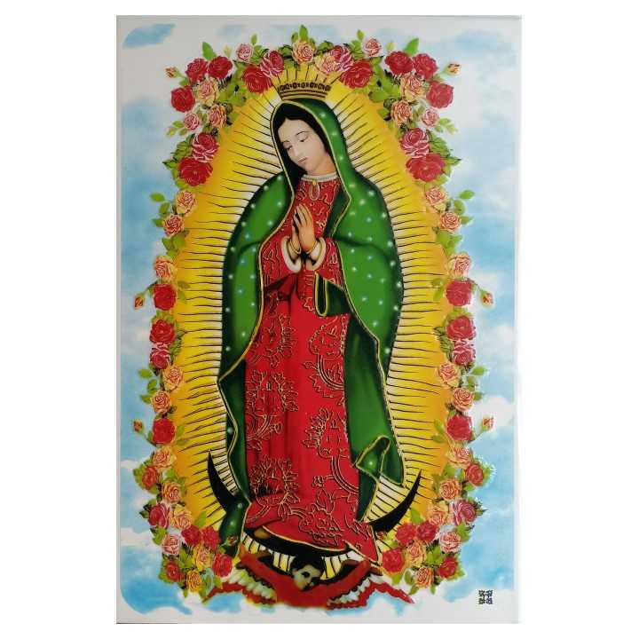 Imagen de la Virgen de Guadalupe en Azulejo Modelo Rosas