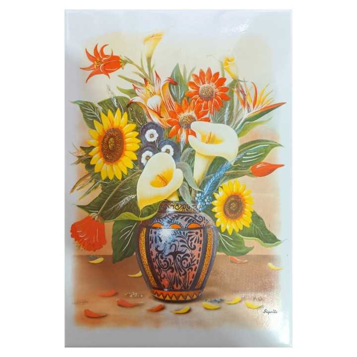 Imagen de Jarrón con Flores Decorado para cocina Azulejos