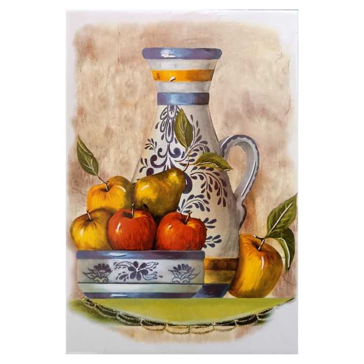 Imagen Bodegón Jarrón con frutas en azulejo blanco