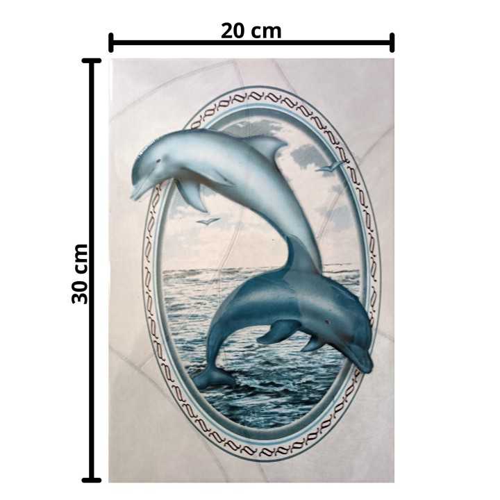 Imagen de delfines en azulejo 20x30 cm decoración para baño - Miraflores