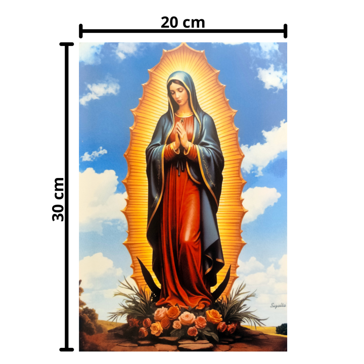 Virgen de Guadalupe Cuadro Imagen en Azulejo Mod. Nubes