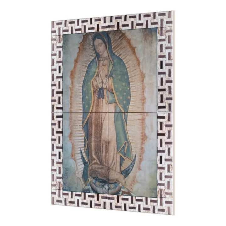 Virgen de Guadalupe con Cenefa Beige y Dorada 44x64 cm