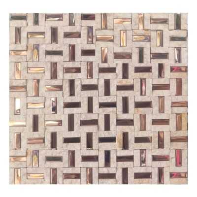 Malla decorativa mármol beige y decorados dorados 30x30 cm