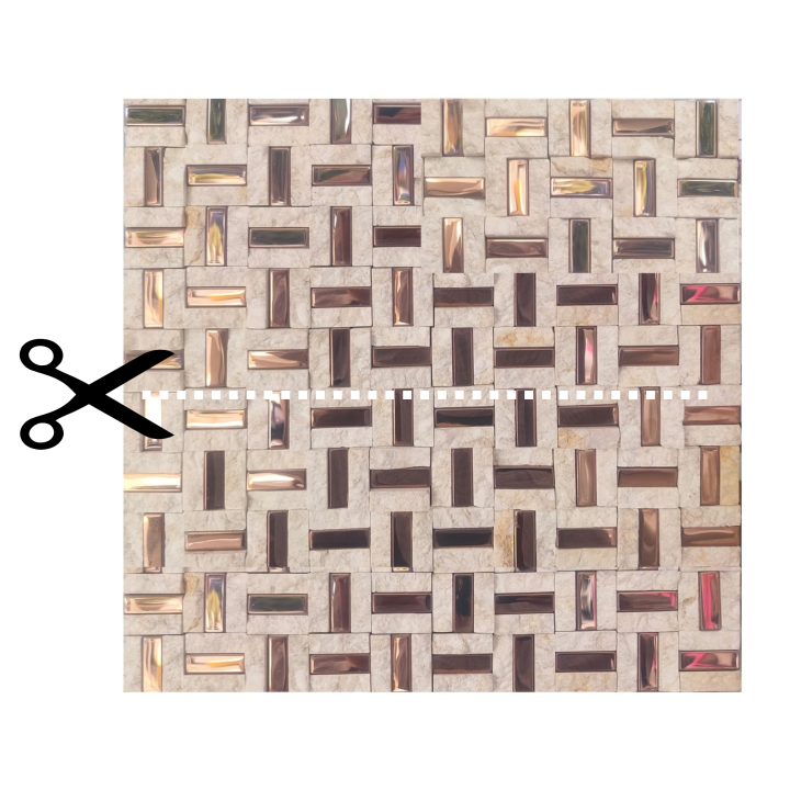 Malla decorativa mármol beige y decorados dorados 30x30 cm