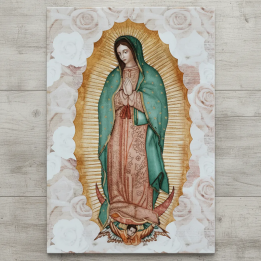 Virgen de Guadalupe Rosas Imagen en Azulejo 35x50 cm
