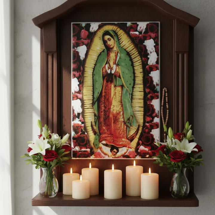 Virgen de Guadalupe Rosas Imagen en azulejo 20x30 cm - Miraflores