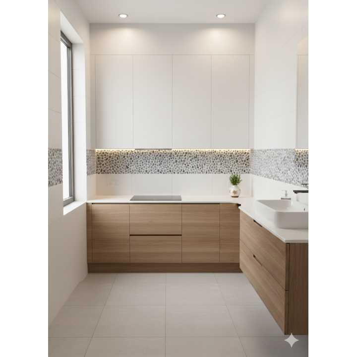 Malla decorativa para piso Diseño Piedras Gris 27x27cm - Alcesa