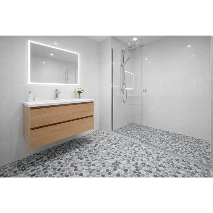Malla decorativa para piso Diseño Piedras Gris 27x27cm - Alcesa
