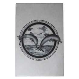 Imagen de delfines en azulejo gris 20x30cm - 