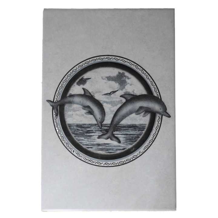 Imagen de delfines en azulejo gris 20x30cm - 
