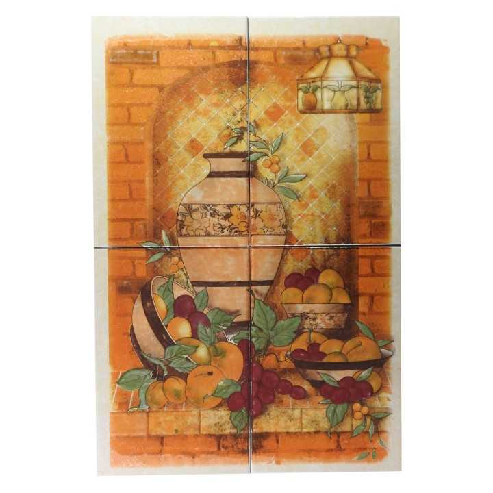 Mural de azulejo para cocina jarron con frutas 40x60cm - 