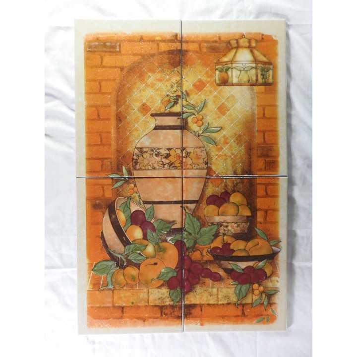 Mural de azulejo para cocina jarron con frutas 40x60cm - 