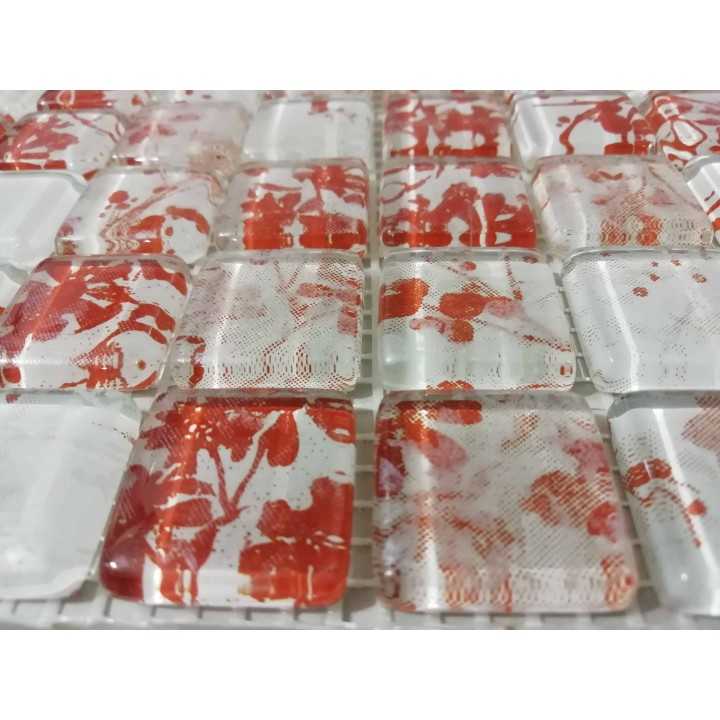 Malla decorativa de vidrio Diseño Flores 30x30 cm Alcesa