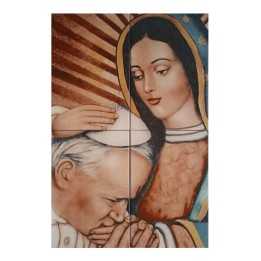 Virgen de Guadalupe y el Papa Juan Pablo II Imagen en azulejo 40x60 cm