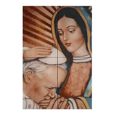Virgen de Guadalupe y el Papa Juan Pablo II Imagen en azulejo 40x60 cm