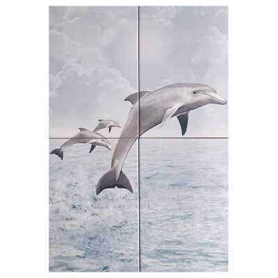 Imagen delfines mural en azulejo 40x60 cm - Cocemex