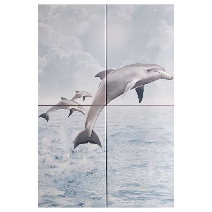 Imagen delfines mural en azulejo 40x60 cm - Cocemex