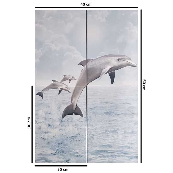 Imagen delfines mural en azulejo 40x60 cm - Cocemex