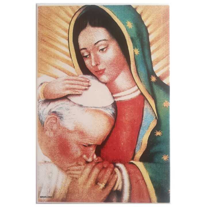 Juan Pablo Y Virgen De Guadalupe Imagen En Azulejo 20x30 Cm