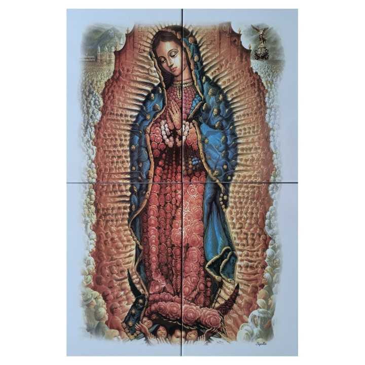 Virgen de Guadalupe Mural 40x60 cm en azulejos Mod Rostros - Sigalta