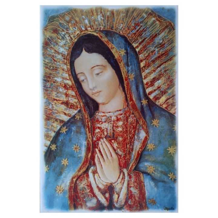 Virgen de Guadalupe Imagen 20x30 cm en Azulejo Modelo Reyna Marca Sigalta