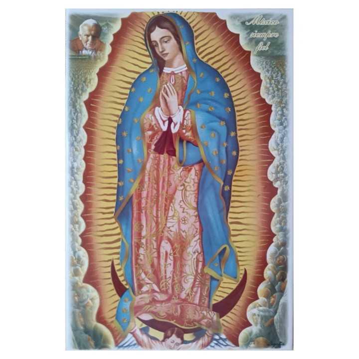 Virgen de Guadalupe Imagen 20x30 cm en Azulejo Mod. México Siempre Fiel Marca Sigalta